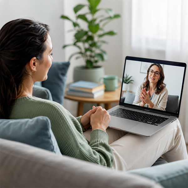Professional providing digital mental health support