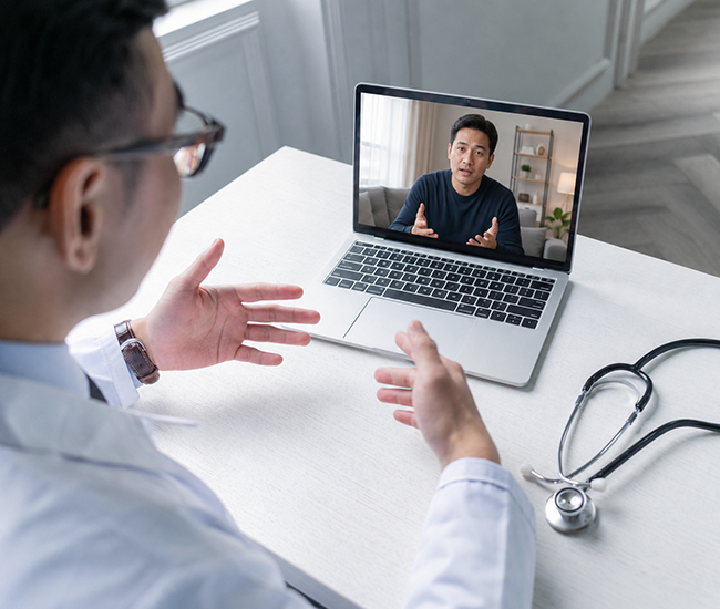 Doctor providing a remote healthcare consultation