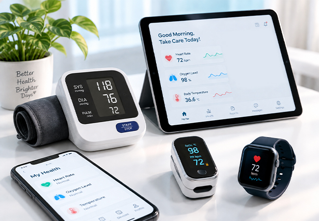 Connected remote health monitoring dashboard with medical devices